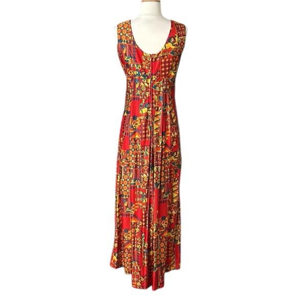 Vintage 60s Joni Apple Egyptian Revival Maxi Psychedelic Boho Tribal Print - Picture 11 of 17